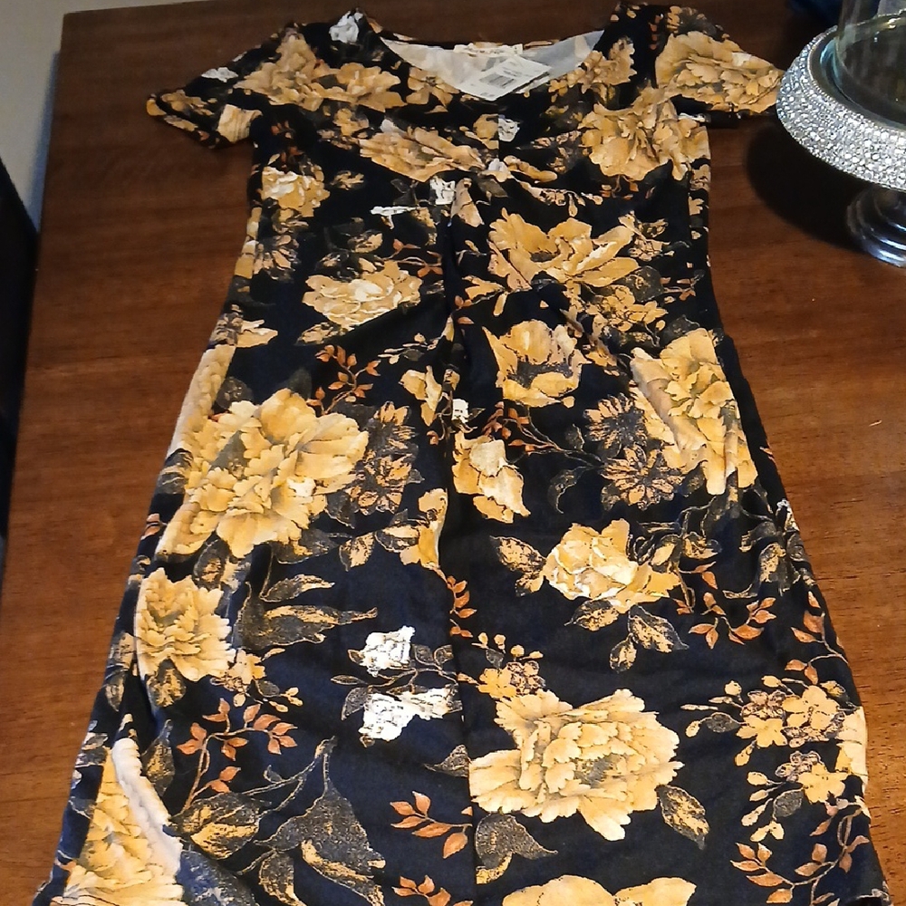 Floral Black and Gold Dress